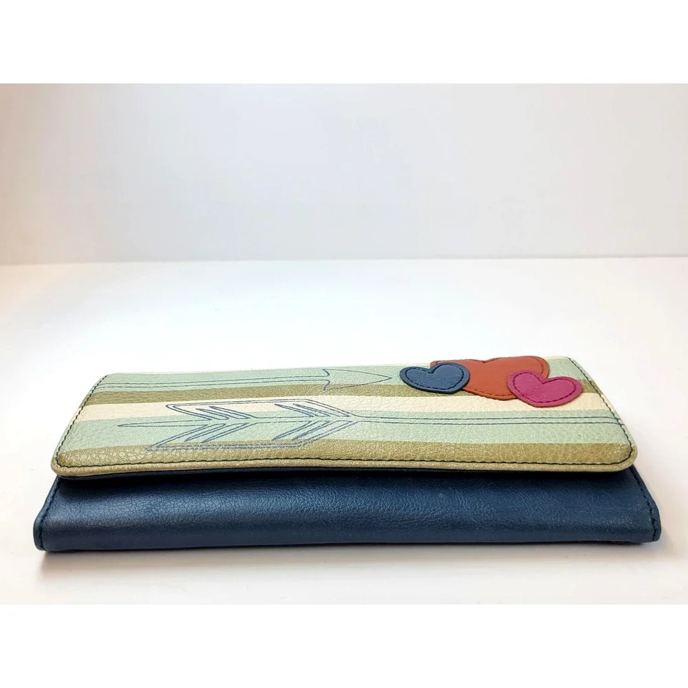 Relic Wallet Womens One Size Multicolor Heart Arrow Checkbook Striped Print Boho
